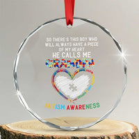 Autism Awareness Grandpa Crystal Glass Ornament So There's This Boy Who Will Always Have A Piece Of My Heart He Calls Me Grandpa