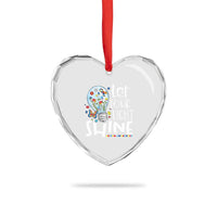 Autism Awareness Heart Crystal Glass Ornament Let Your Light Shine Puzzle Ribbon Inspirational Quote