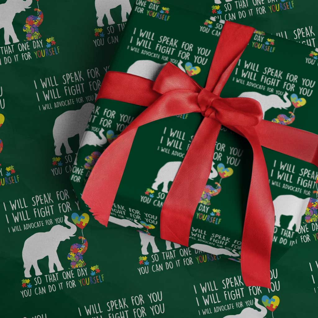 Autism Awareness Mom Wrapping Paper Roll I Will Speak Fight Advocate For You So That You Can Do It For Yourself