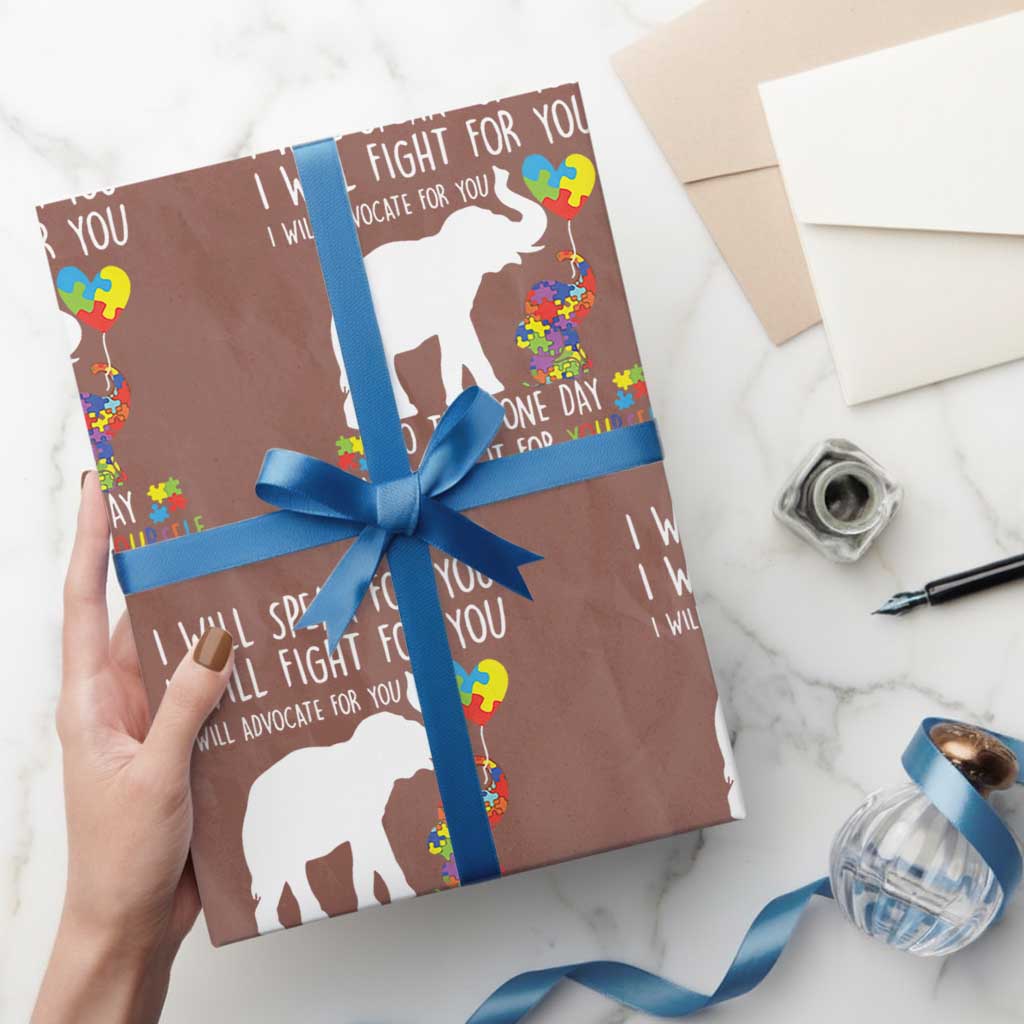 Autism Awareness Mom Wrapping Paper Roll I Will Speak Fight Advocate For You So That You Can Do It For Yourself