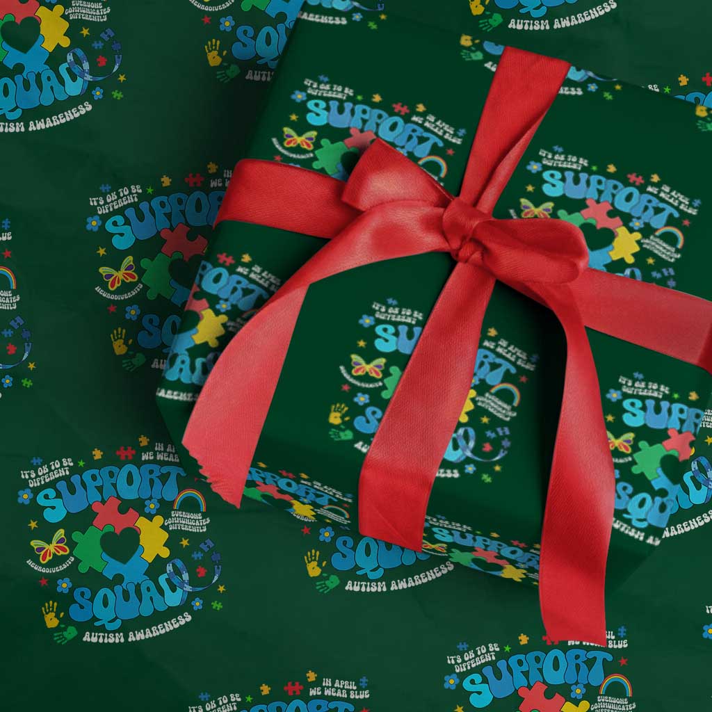 Autism Awareness Support Squad Wrapping Paper Roll In April We Wear Blue - Wonder Print Shop