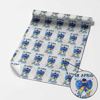 Autism Awareness Wrapping Paper Roll In April We Wear Blue Puzzle Ribbon Coquette Bow - Wonder Print Shop