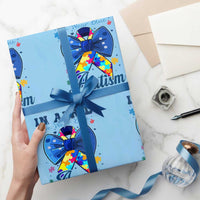 Autism Awareness Wrapping Paper Roll In April We Wear Blue Puzzle Ribbon Coquette Bow - Wonder Print Shop