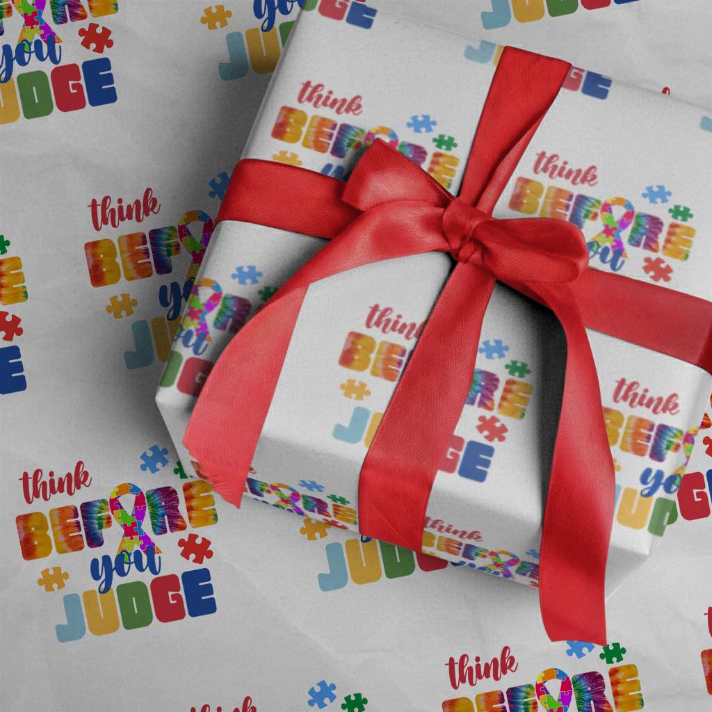 Autism Awareness Wrapping Paper Roll Think Before You Judge Autistic Support - Wonder Print Shop