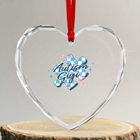 Autism Gigi Coquette Puzzle Piece Pink Bow Heart Crystal Glass Ornament