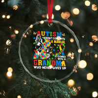 Autism Grandma Crystal Glass Ornament Autism Doesn't Come With A Manual It Comes With A Grandma