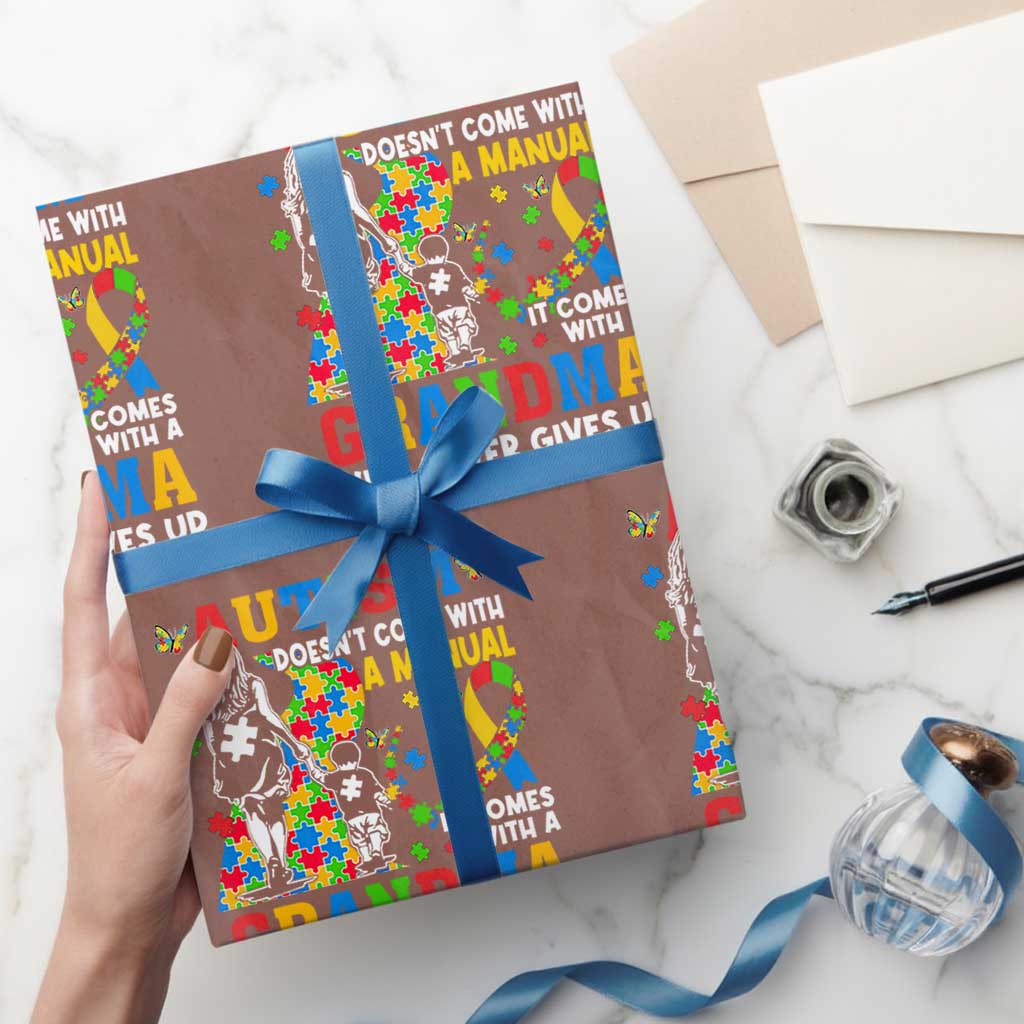 Autism Grandma Wrapping Paper Roll Autism Doesn't Come With A Manual It Comes With A Grandma