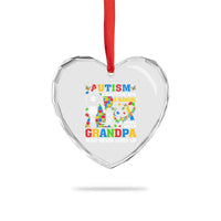 Autism Grandpa Heart Crystal Glass Ornament Autism Doesn't Come With A Manual It Comes With A Grandpa