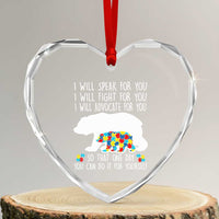 Autism Mama Bear Heart Crystal Glass Ornament I Will Speak Fight Advocate For You - Wonder Print Shop