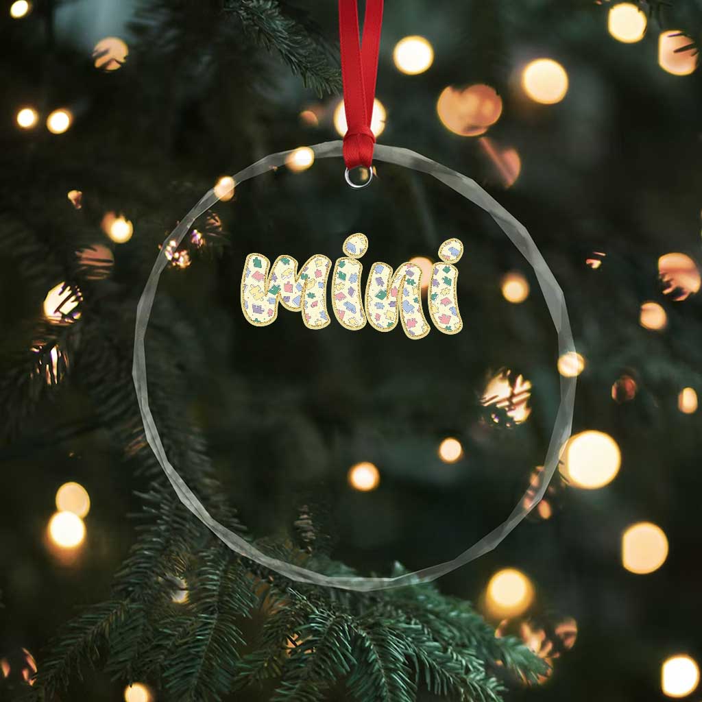 Autism Mini Crystal Glass Ornament Autism Awareness Mental Health Puzzle Glitter Print