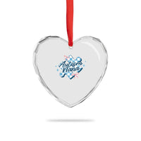 Autism Nana Coquette Puzzle Piece Pink Bow Heart Crystal Glass Ornament