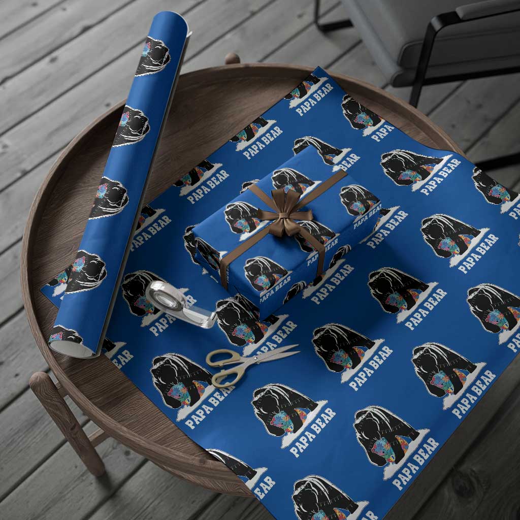 Autism Papa Bear Wrapping Paper Roll Support Autistic Matching Family Dad - Wonder Print Shop