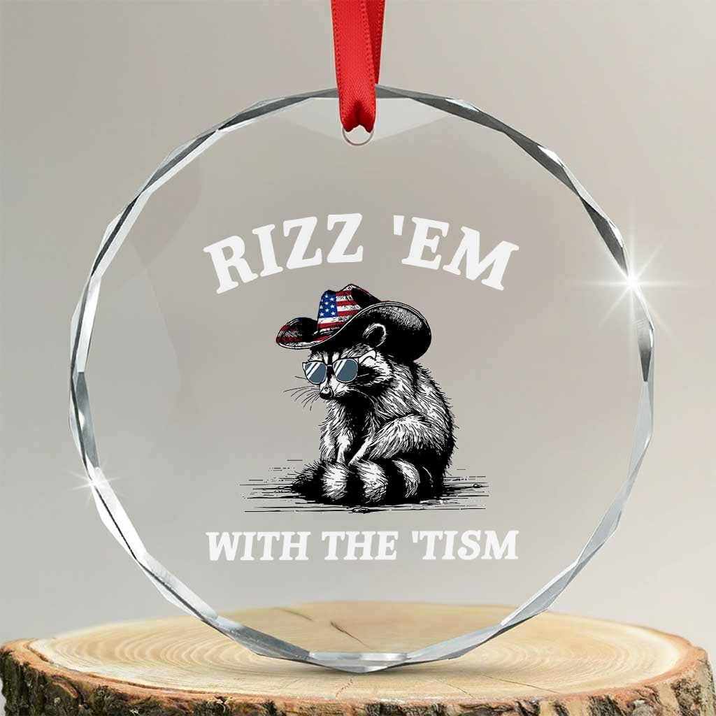Autism Racoon Cowboy Crystal Glass Ornament Rizz Em With The Tism - Wonder Print Shop