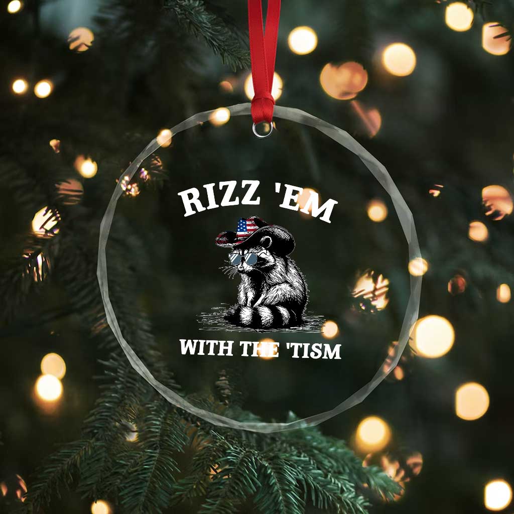 Autism Racoon Cowboy Crystal Glass Ornament Rizz Em With The Tism TS02