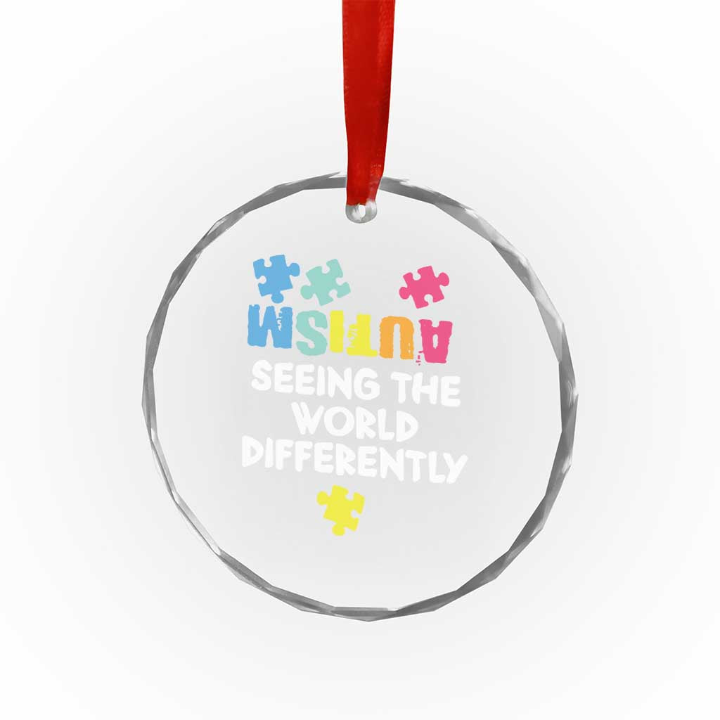 Autism Seeing The World Differently Crystal Glass Ornament Autistic Autism Awareness Puzzle