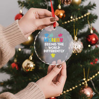 Autism Seeing The World Differently Crystal Glass Ornament Autistic Autism Awareness Puzzle