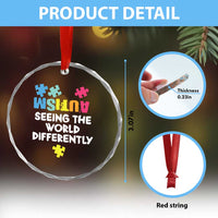 Autism Seeing The World Differently Crystal Glass Ornament Autistic Autism Awareness Puzzle