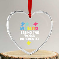Autism Seeing The World Differently Heart Crystal Glass Ornament Autistic Autism Awareness Puzzle