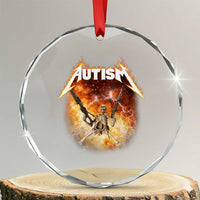Autism Skeleton Funny Meme Crystal Glass Ornament Fire Burning Flames