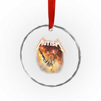 Autism Skeleton Funny Meme Crystal Glass Ornament Fire Burning Flames
