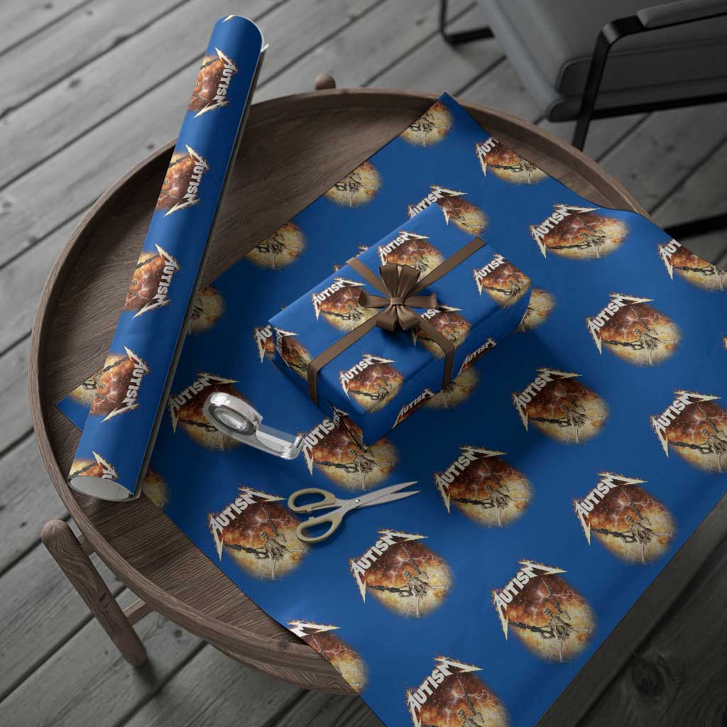 Autism Skeleton Funny Meme Wrapping Paper Roll Fire Burning Flames