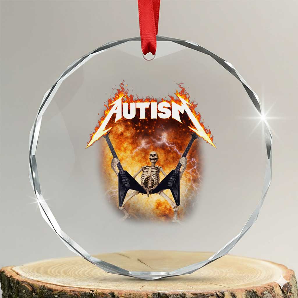 Autism Skeleton Rocker Crystal Glass Ornament Hardcore Rock Style Artwork
