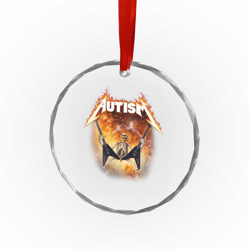 Autism Skeleton Rocker Crystal Glass Ornament Hardcore Rock Style Artwork