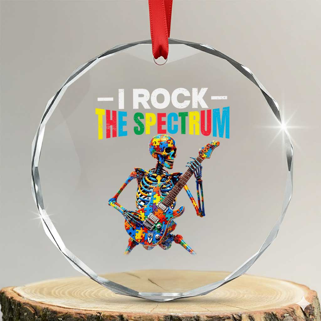 Autism Skeleton Rocker Crystal Glass Ornament I Rock The Spectrum Autism Awareness