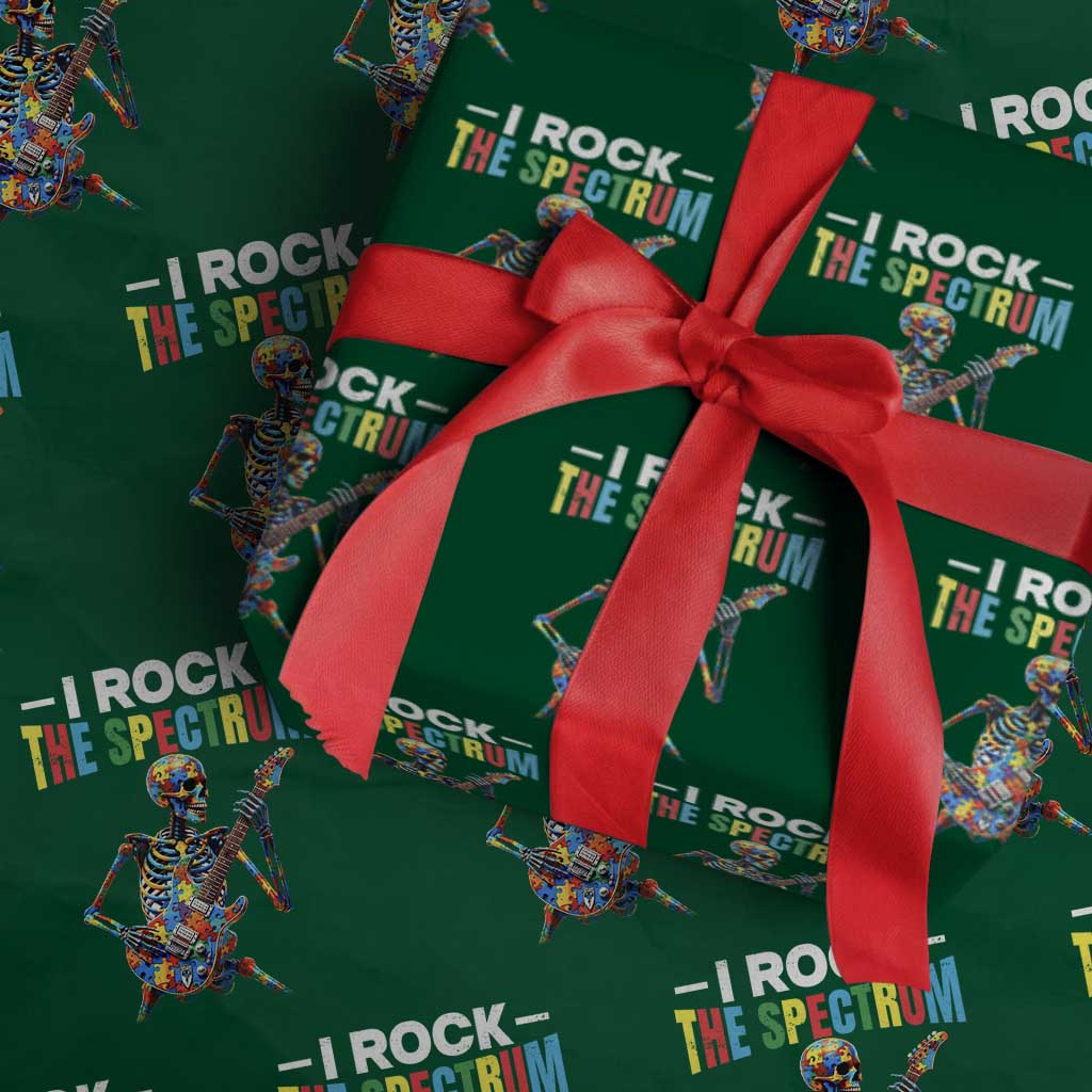 Autism Skeleton Rocker Wrapping Paper Roll I Rock The Spectrum Autism Awareness