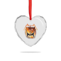 Autism Skeleton Rocker Heart Crystal Glass Ornament Hardcore Rock Style Artwork