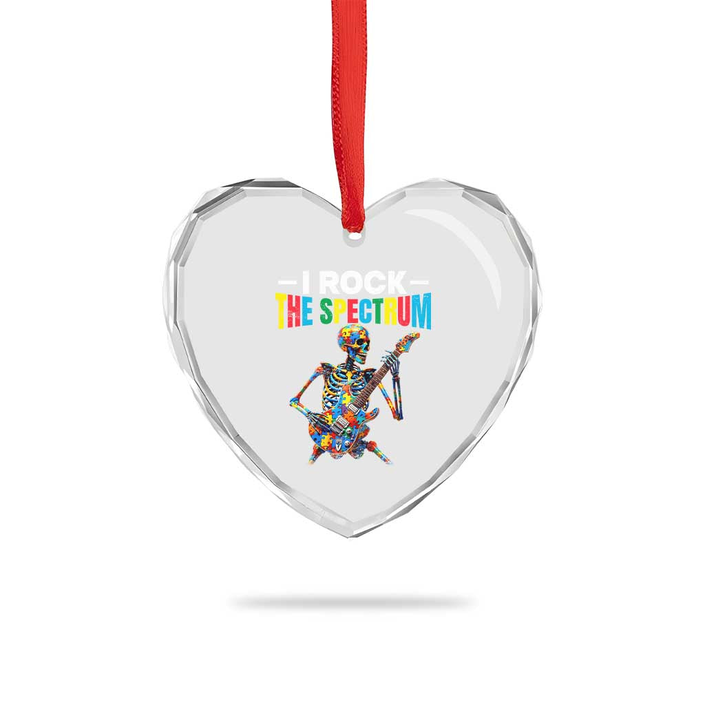 Autism Skeleton Rocker Heart Crystal Glass Ornament I Rock The Spectrum Autism Awareness