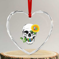 Autism Skull Sunflower Heart Crystal Glass Ornament Support Autistic Puzzle Pieces Heart - Wonder Print Shop