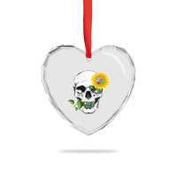 Autism Skull Sunflower Heart Crystal Glass Ornament Support Autistic Puzzle Pieces Heart - Wonder Print Shop