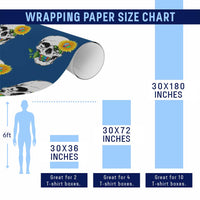 Autism Skull Sunflower Wrapping Paper Roll Support Autistic Puzzle Pieces Heart - Wonder Print Shop