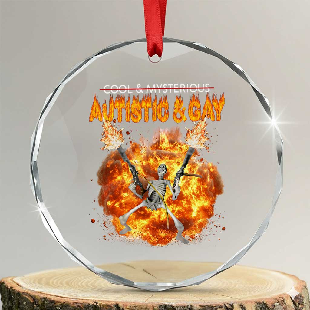 Autistic And Gay Skeleton Explosion Crystal Glass Ornament - Wonder Print Shop