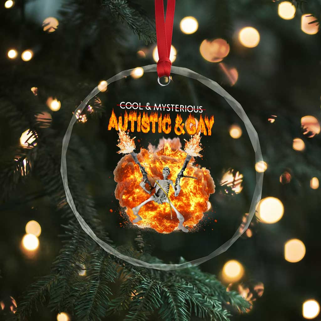 Autistic And Gay Skeleton Explosion Crystal Glass Ornament - Wonder Print Shop