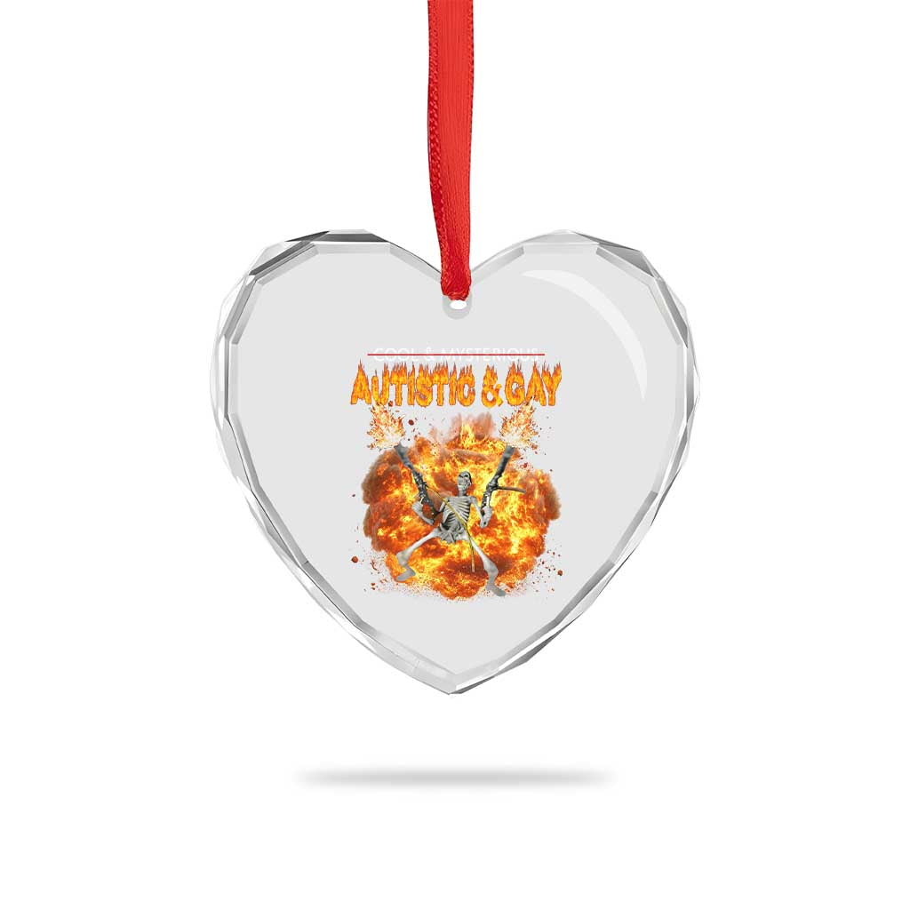 Autistic And Gay Skeleton Explosion Heart Crystal Glass Ornament - Wonder Print Shop
