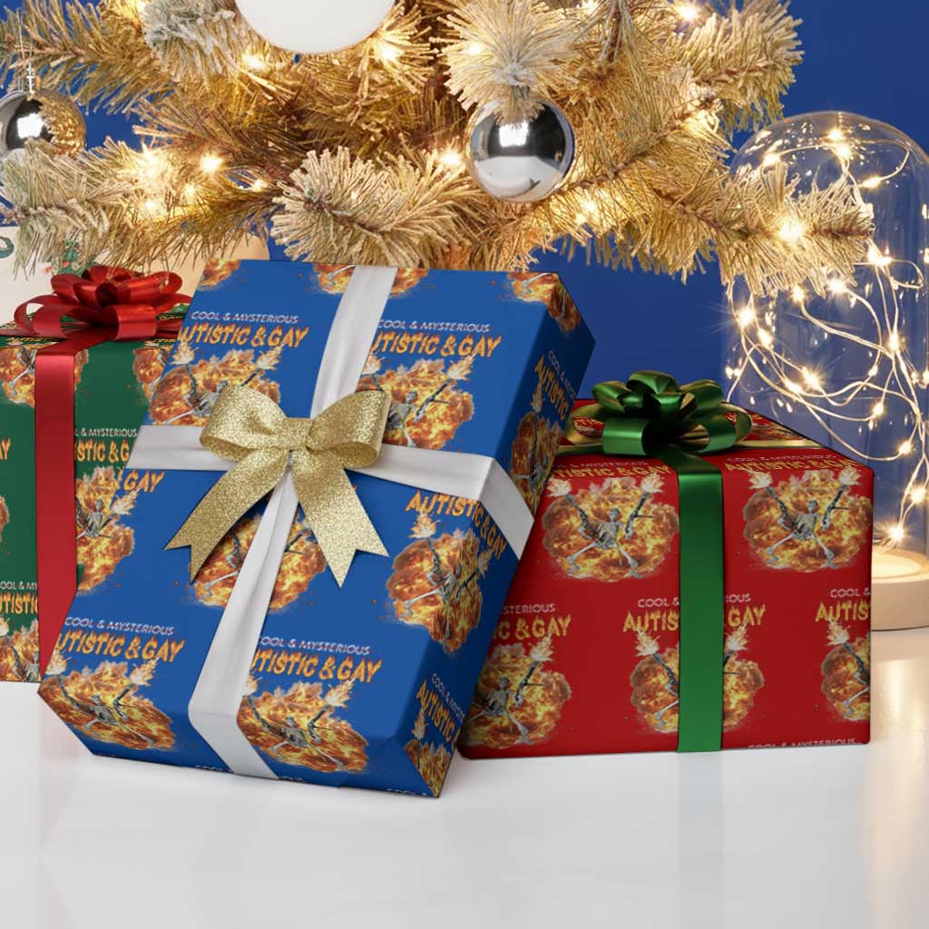 Autistic And Gay Skeleton Explosion Wrapping Paper Roll - Wonder Print Shop