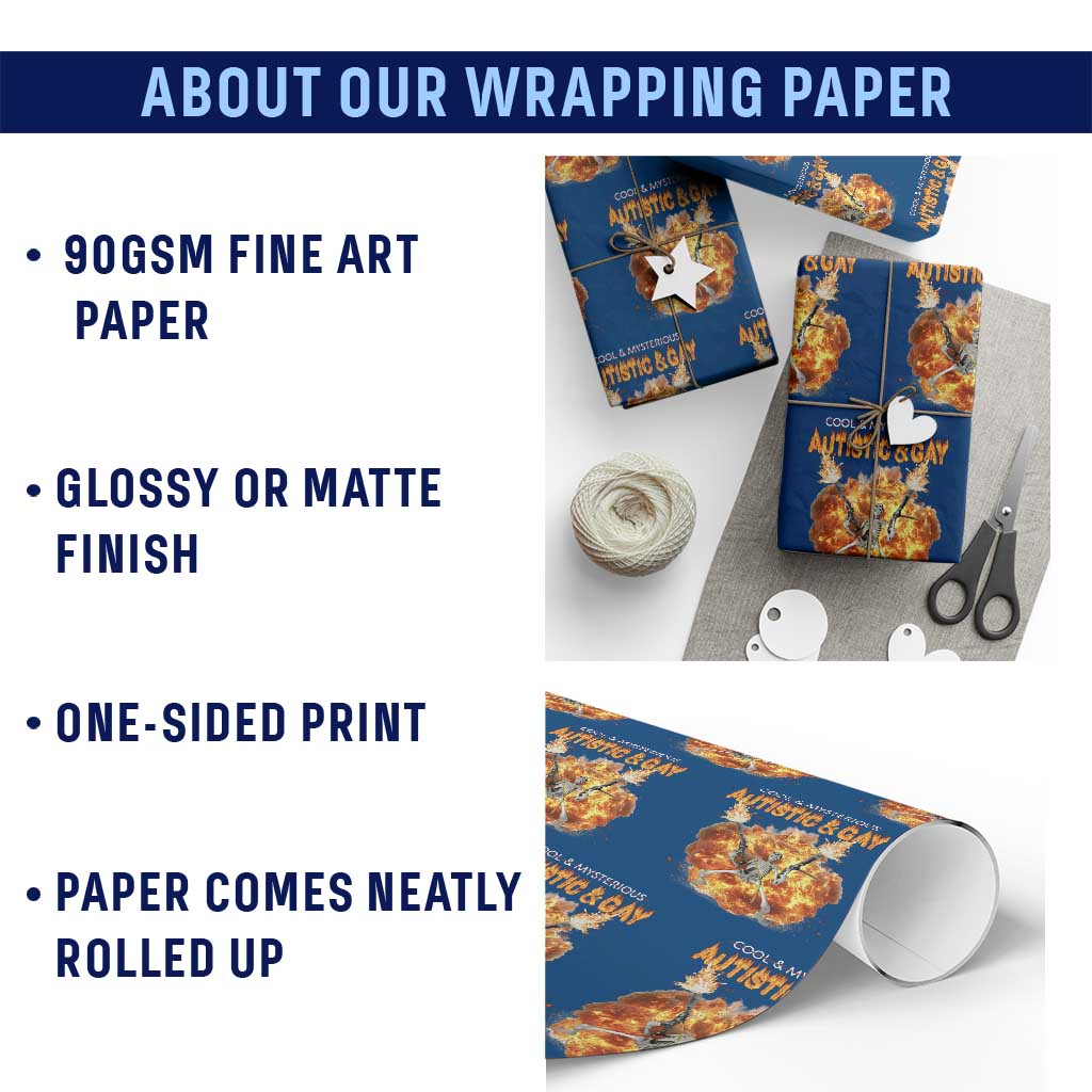 Autistic And Gay Skeleton Explosion Wrapping Paper Roll - Wonder Print Shop