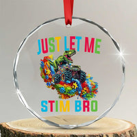 Autistic Dino Rex Driving Monster Truck Crystal Glass Ornament Autism Is My Superpower - Wonder Print Shop