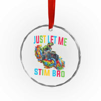 Autistic Dino Rex Driving Monster Truck Crystal Glass Ornament Autism Is My Superpower - Wonder Print Shop