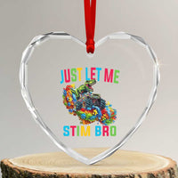 Autistic Dino Rex Driving Monster Truck Heart Crystal Glass Ornament Autism Is My Superpower - Wonder Print Shop