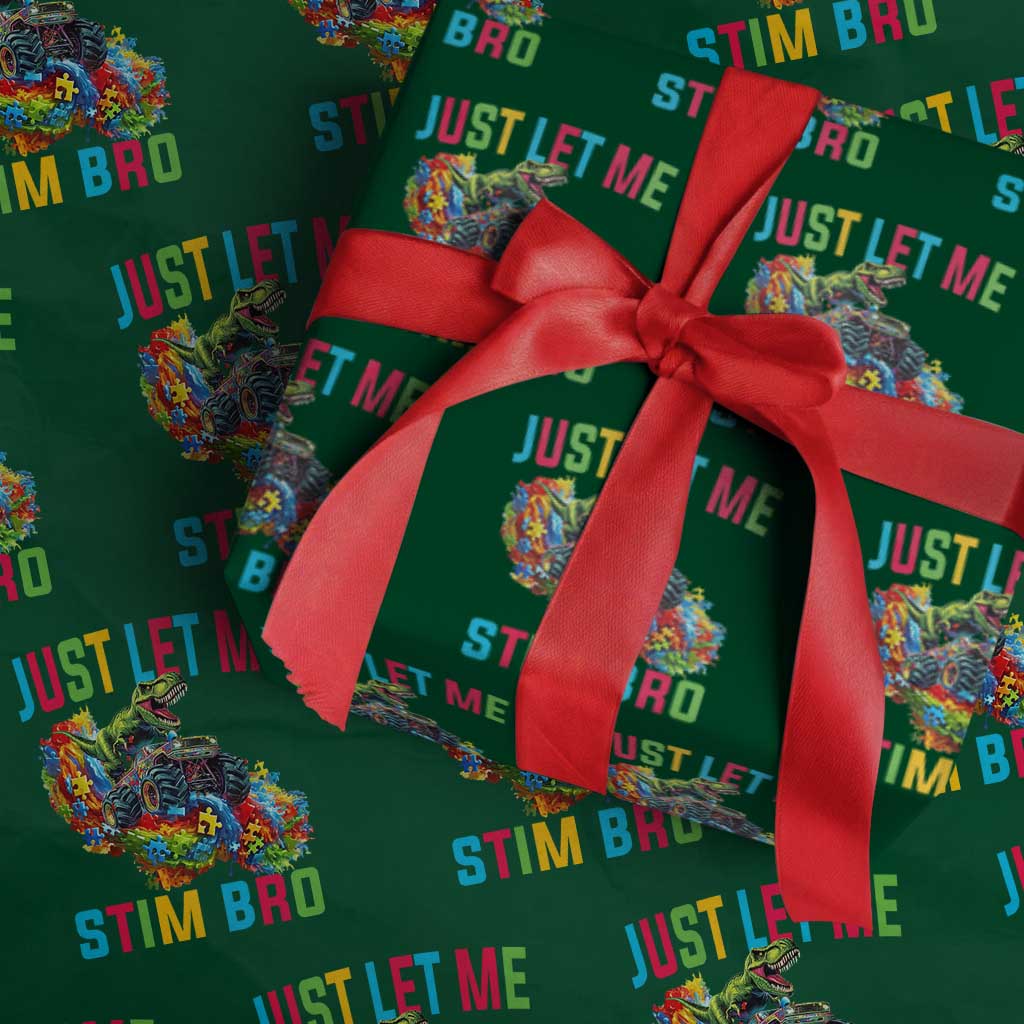 Autistic Dino Rex Driving Monster Truck Wrapping Paper Roll Autism Is My Superpower - Wonder Print Shop