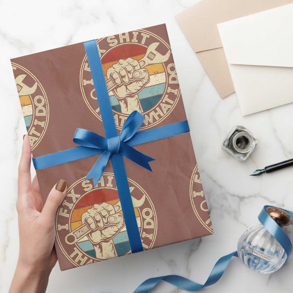 Auto Mechanic Dad Gift Wrapping Paper Roll Vintage I Fix Shit Thats What I Do