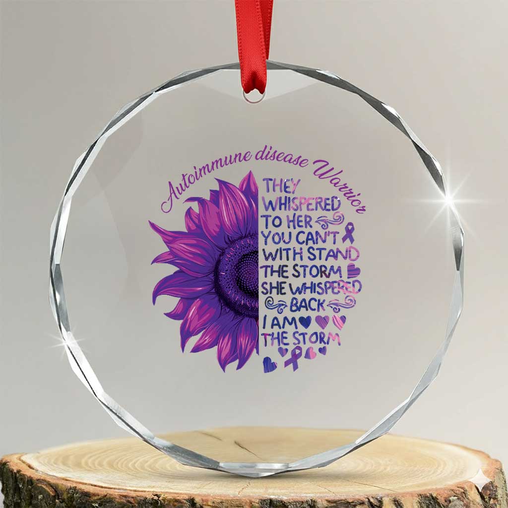 Autoimmune Disease Awereness Crystal Glass Ornament I Am The Storm Purple Ribbon