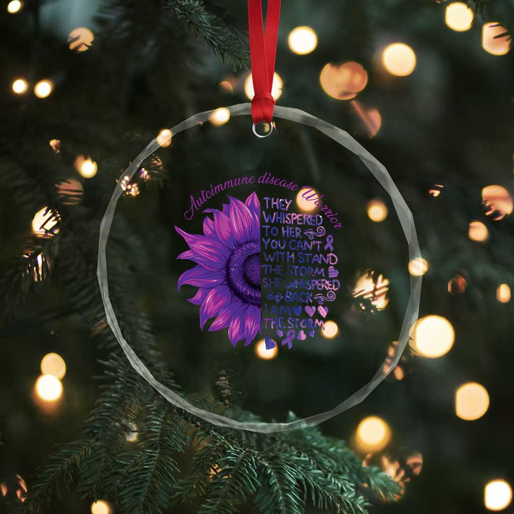 Autoimmune Disease Awereness Crystal Glass Ornament I Am The Storm Purple Ribbon