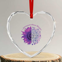 Autoimmune Disease Awereness Heart Crystal Glass Ornament I Am The Storm Purple Ribbon