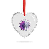 Autoimmune Disease Awereness Heart Crystal Glass Ornament I Am The Storm Purple Ribbon