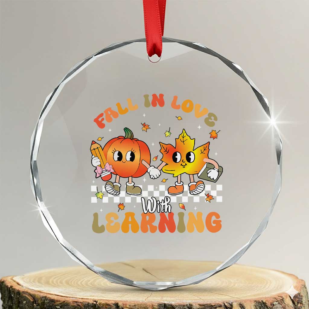 Autumn Teacher Crystal Glass Ornament Retro Fall In Love With Learning Thanksgiving Pumpkin TS10