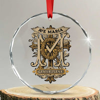 Ave Maria Crystal Glass Ornament Gratia Plena Blessed Mother Mary Hail TS09